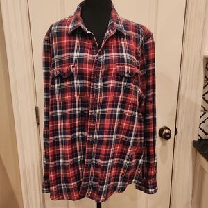 Vintage Urban Pipeline Red Flannel 100% Cotton Button Down Mens XXL